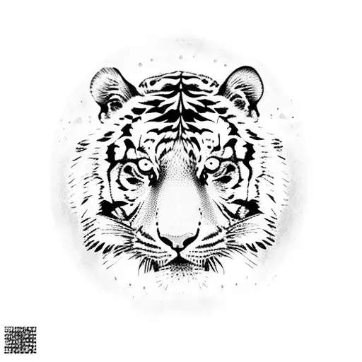 Three Fourth Tiger Face With One Fourth Girl Face