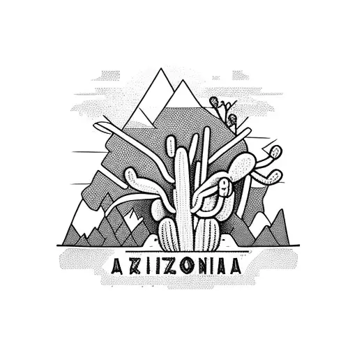 Arizona Cactus With A Mountains