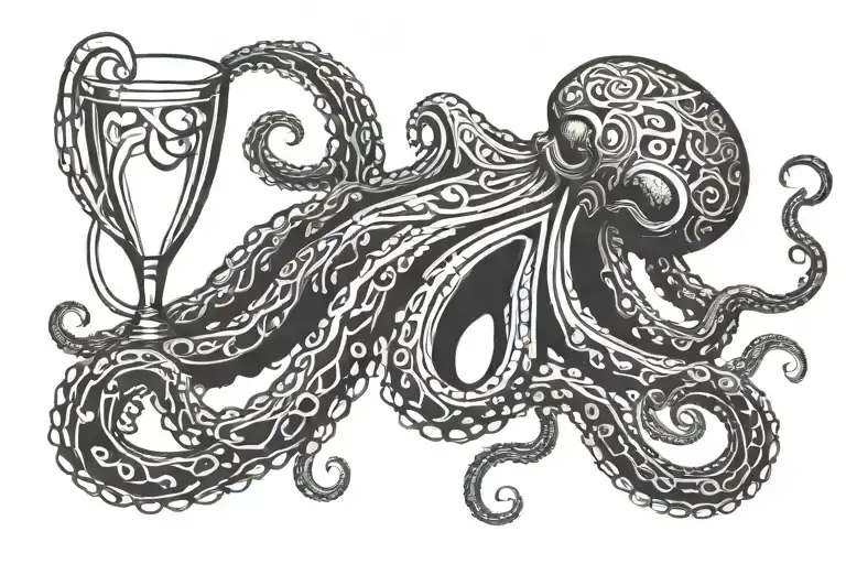 Octopus With A Martini Glass