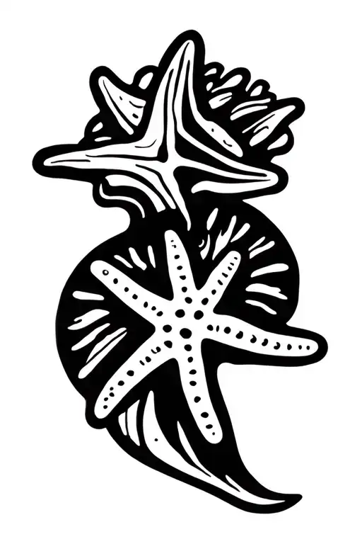 Seashell Beach Pacific Northwest Starfish Scene