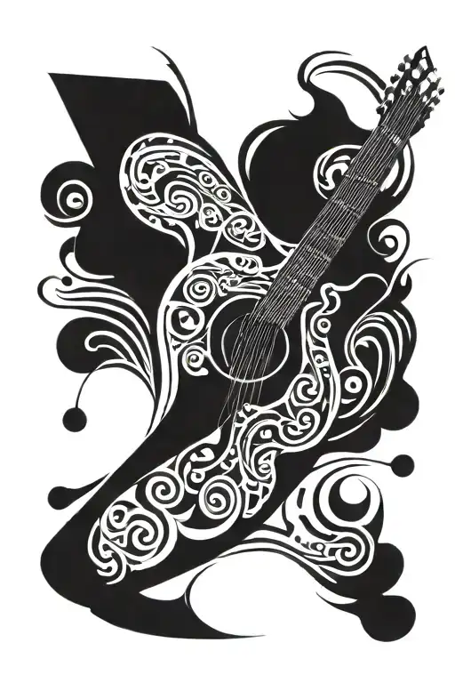A Tribal-inspired Guitar Design Incorporating Elements Of The 90'S Aesthetic
