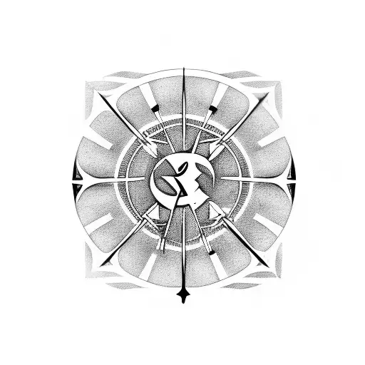 Three Swords Piercing A Circle With Text Pather