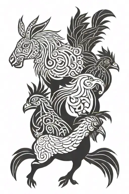 Rabbit Lamb And Rooster