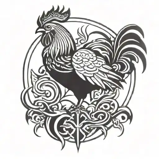 Rooster Cross And Jesus