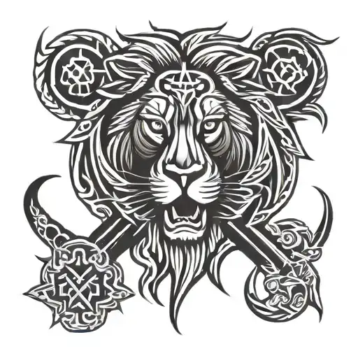 Lion With Cross Intertwined