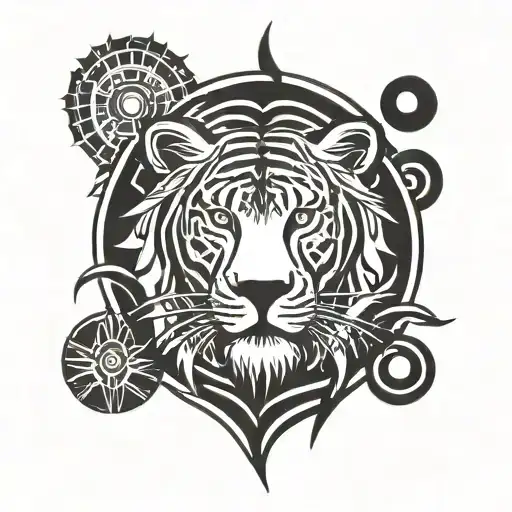 Leo Sign Tattoos With Sun Rising