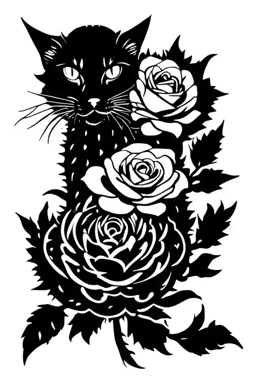 Catus And Rose Intertwined