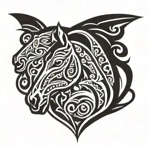 Heart And Horse Head Tribal