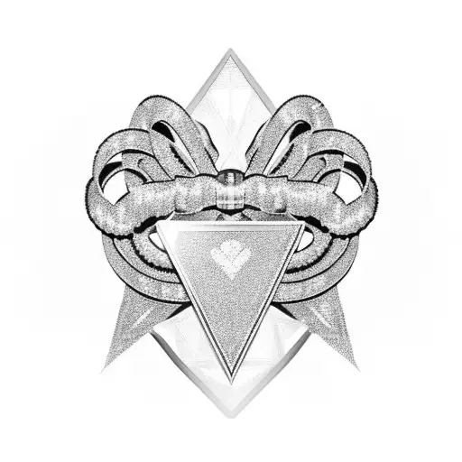 Cybersigilism Ribbon Bow With Ruby Crystal Heart In Middle Of It