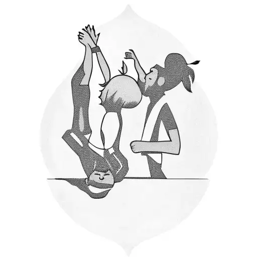 Silhouette Of An Older Boy And A Little Girl