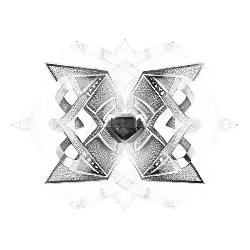 Cybersigil Ribbon Bow With Ruby Crystal Heart In Centre