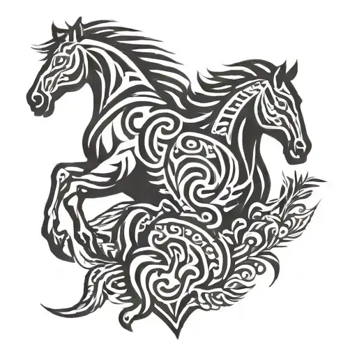 Heart And Horse Head Tribal Simple