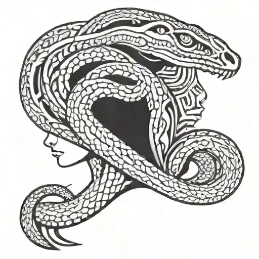 Snake On Woman's Shoulder