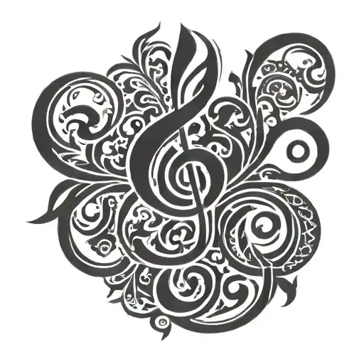 Tribal Dog Paw With Treble Clef