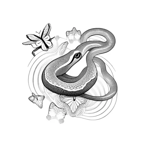 Snake Made Out Of Butterflies