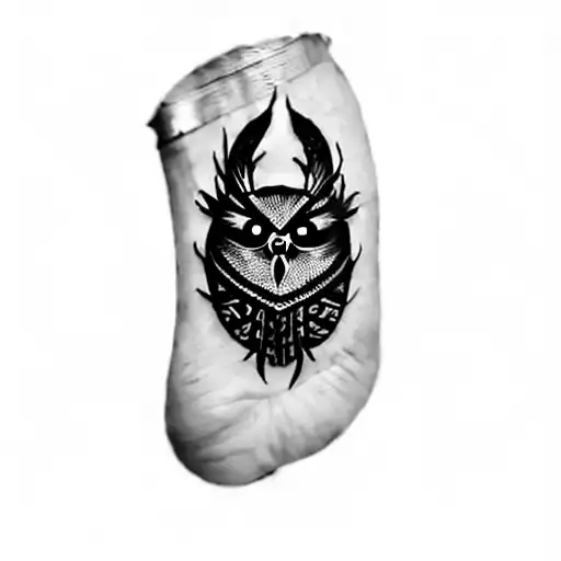 A Tribal Tattoo Boruca Owl Face