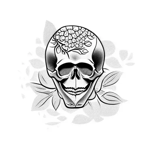Skull Mixed With A Cherry Blossomtree