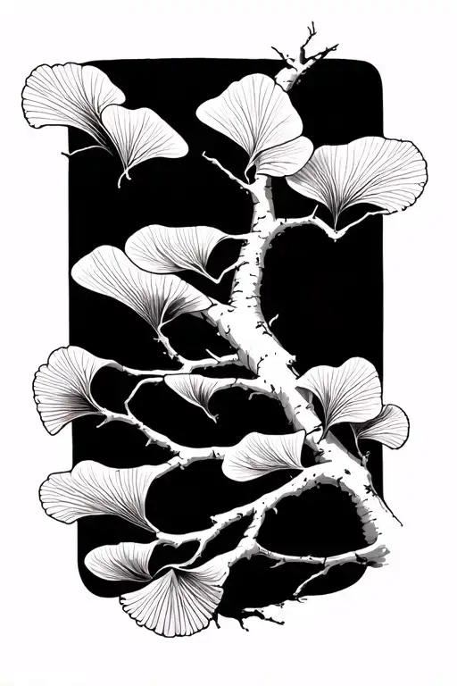 Ginkgo Leaves On A Tree Branches Reaching Towards