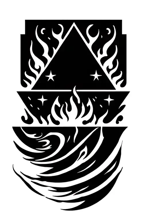 Triforce Zelda Style Maori Design Wave Flame And Stars