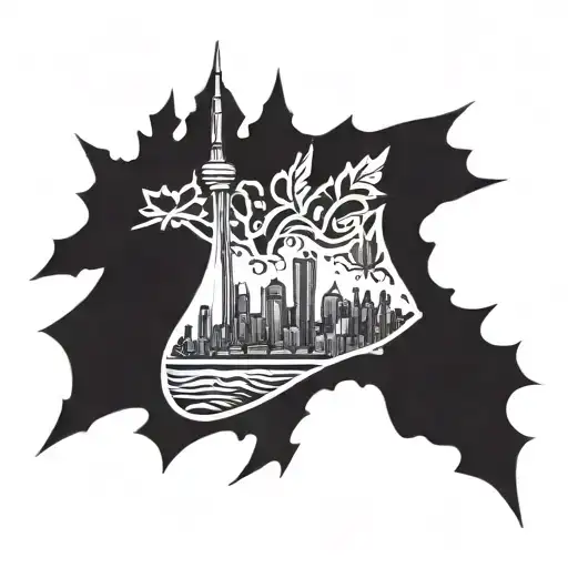 Toronto Skyline Inside A Mapple Leaf