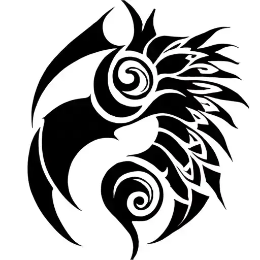 Polynesian Gemini Sign Tribal Tattoo Design