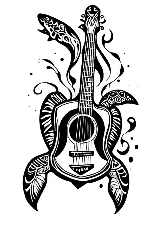 Turtle Swimming And Guitar