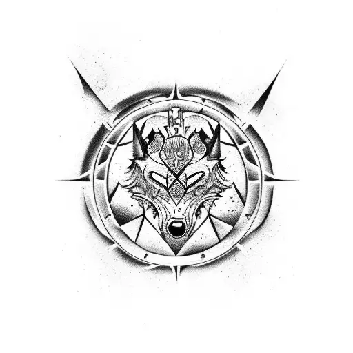 Pices Zodiac Sign With Alpha Wolf And Dragon