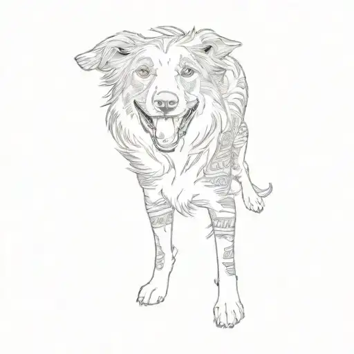 A Border Collie Portrait Tattoo Design Featuring Elements