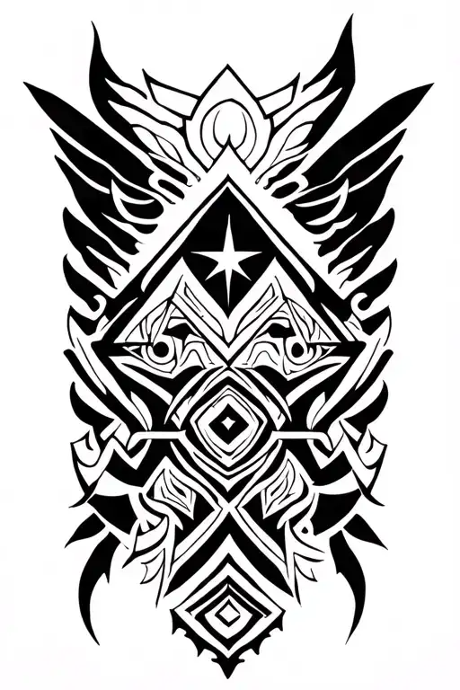 Triforce Zelda Style Maori Vague Design And Stars