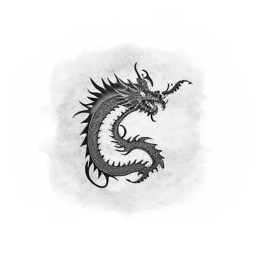 Full Arm Sleeve Tatto Of A Blue Dragon With A Flaming Red Pearl