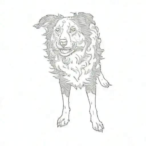 A Border Collie Portrait Tattoo Design Featuring Elements