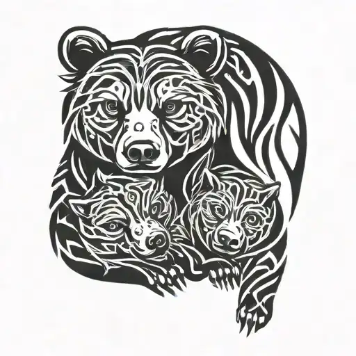 Bear Paw With A Baby Bear And Mom