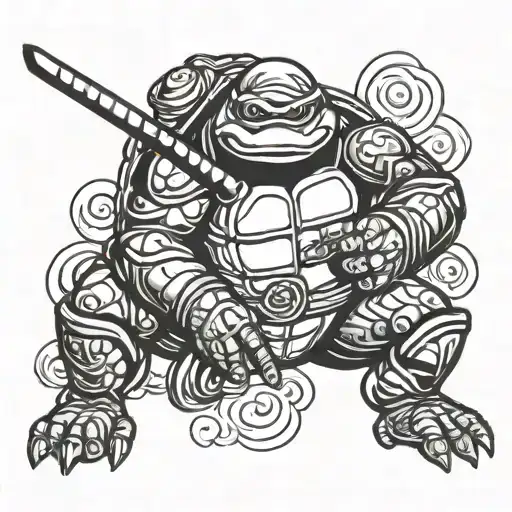 A Ninja Turtle Writing A Story In A Fantasy World