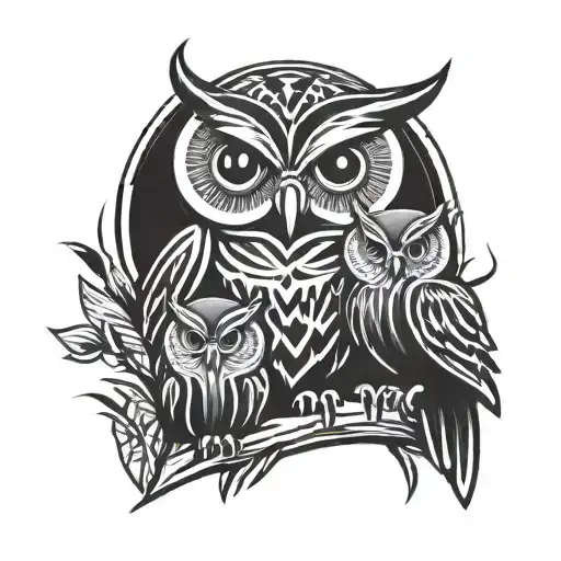 Owl Protecting 2 Babies