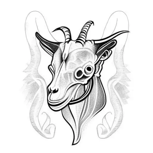 Goat Skull With Neo Tribal Lines