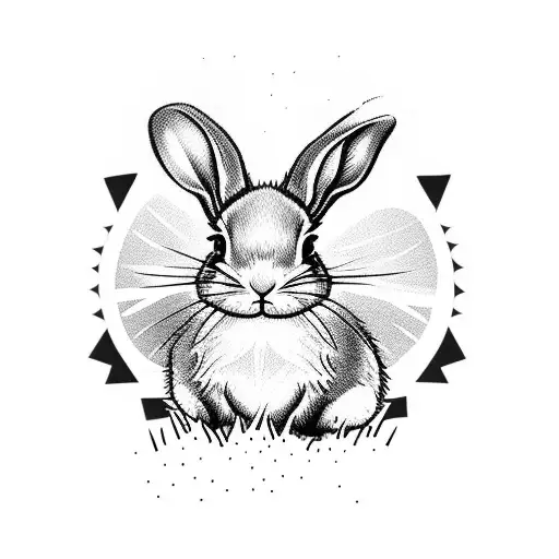 Baby Bunny Under Blue Glowing Mushrooms Small