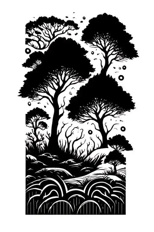 Psychedelic Nature Elements Like Trees