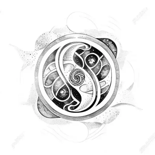 Space And Ocean Inside Ying Yang Symbol