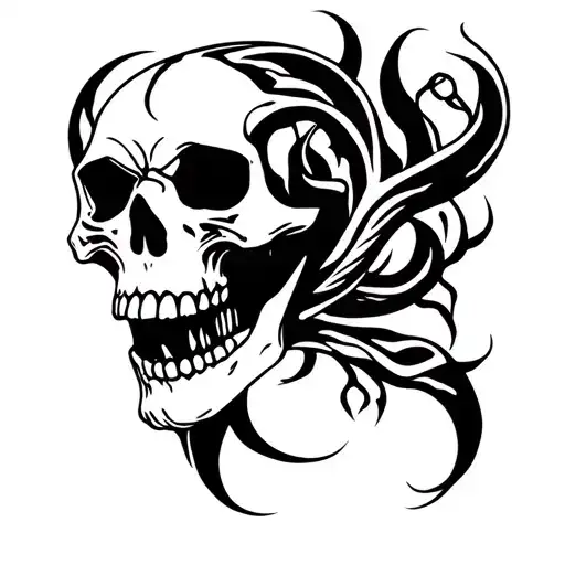 Skull And Yggdrasil And Uroboros Snake