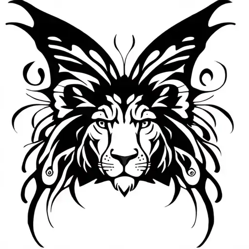 Make Lion Face Inside Butterfly Wings