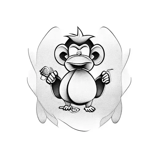 Monkey And Duck Cartoon