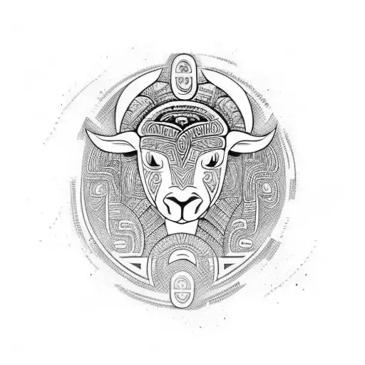 Maori Style With A Black Sheep On Shoulder Chest To Elbow