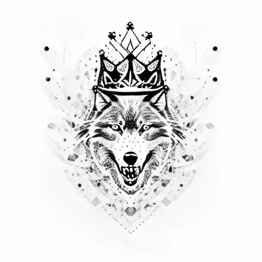 A Black Wolf Holding A Crown In Its Teeth