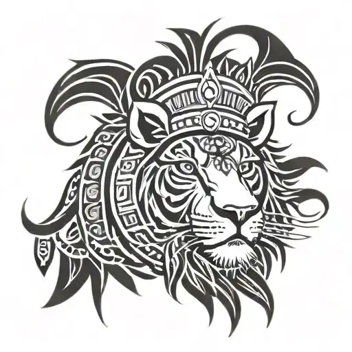 Tribal Headdress On A Lion
