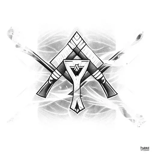 Crossed Axes With Fire