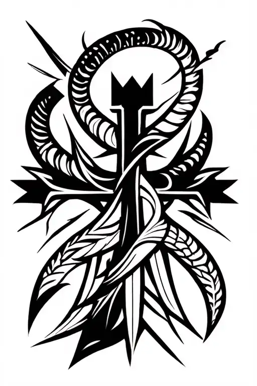 Cross And Capricorn Sign Intertwined