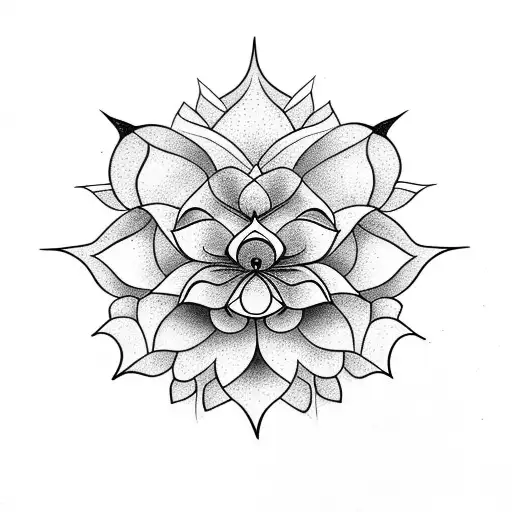 Larkspur Going Up The Spine With A Lotus Flower Behind It And Thorny Vines Spiraling Them