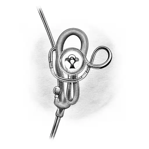A Realistic Tattoo Of A Stethoscope Forming A Heartbeat Line On A Person's Wrist