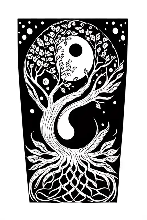 Ying Yang With The Tree Of Life