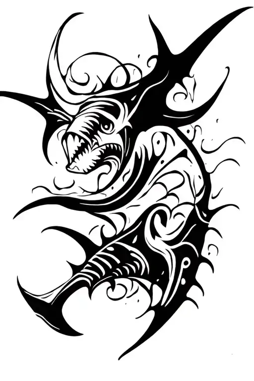 Manta Ray And Hammer Head Shark